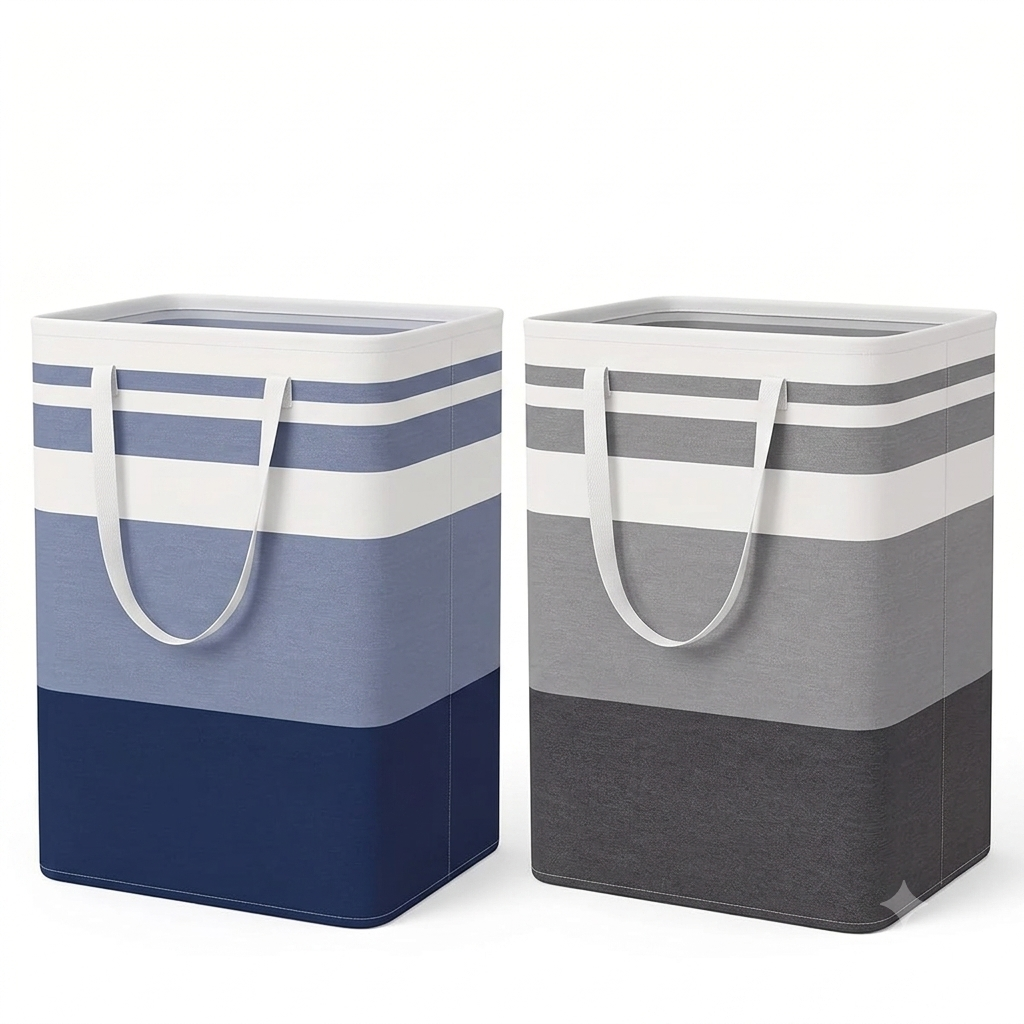 Foldable Fabric Laundry Basket | Large Clothes Storage Hamper with Handles