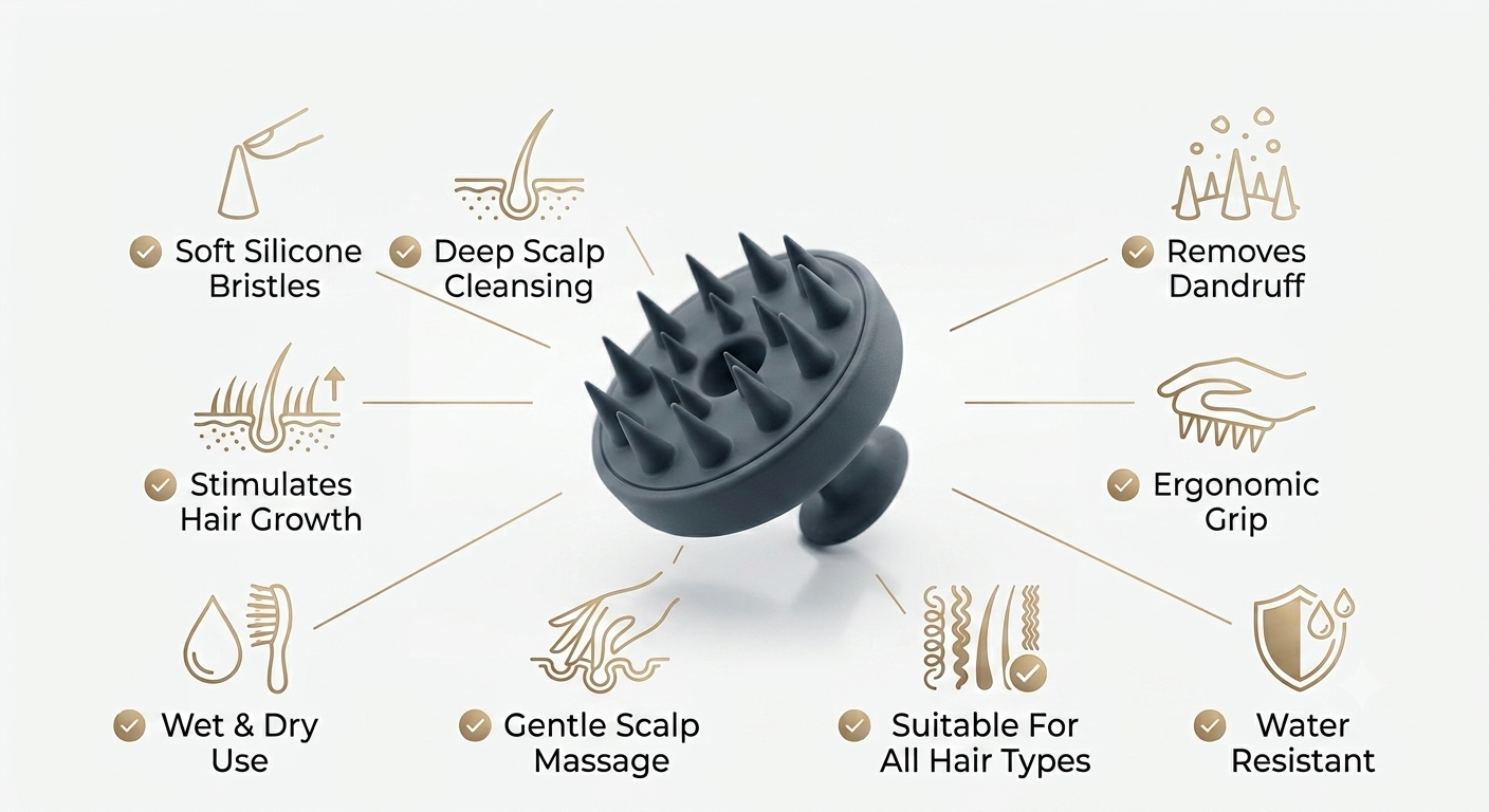Premium Silicone Scalp Shampoo Massager Brush
