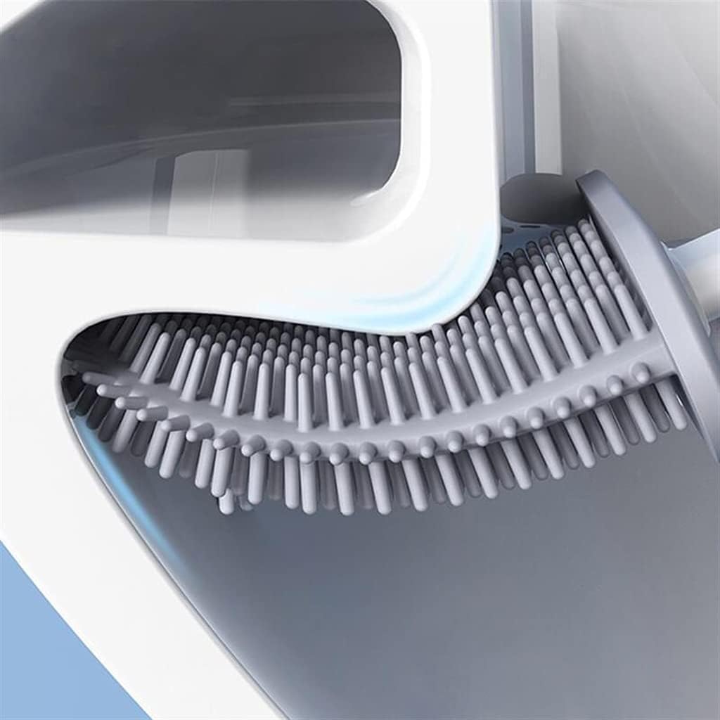 Silicone Toilet Brush with Quick-Drying Holder | Flexible Deep Cleaning Bathroom Brush