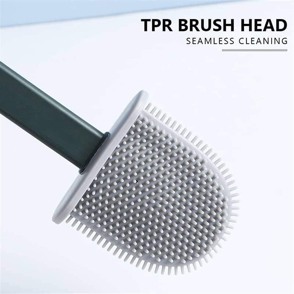 Silicone Toilet Brush with Quick-Drying Holder | Flexible Deep Cleaning Bathroom Brush