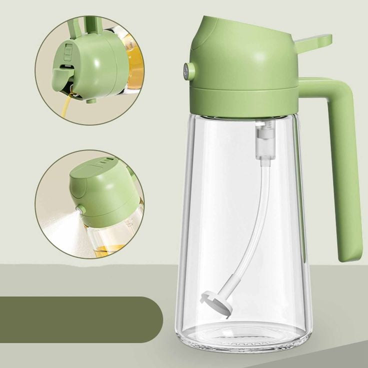 2-in-1 Glass Oil Spray Bottle 470ml | Adjustable Oil Mister & Dispenser for Air Fryer, BBQ & Cooking