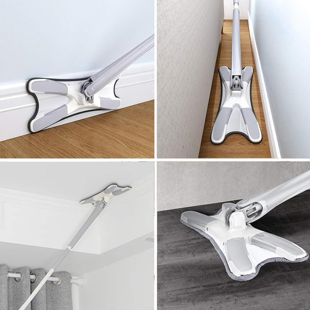 360° Rotating X Flat Microfiber Floor Mop | Hands-Free Self-Squeeze Mop with Replaceable Microfiber Pads