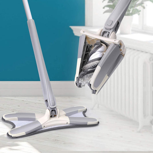 360° Rotating X Flat Microfiber Floor Mop | Hands-Free Self-Squeeze Mop with Replaceable Microfiber Pads