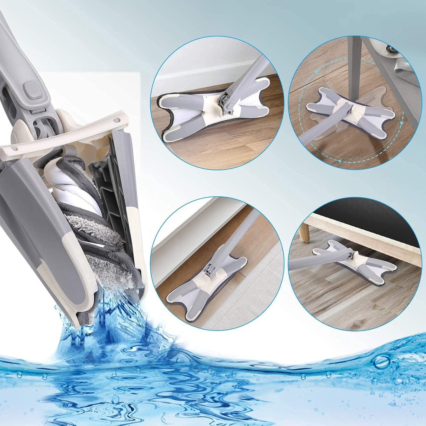 360° Rotating X Flat Microfiber Floor Mop | Hands-Free Self-Squeeze Mop with Replaceable Microfiber Pads