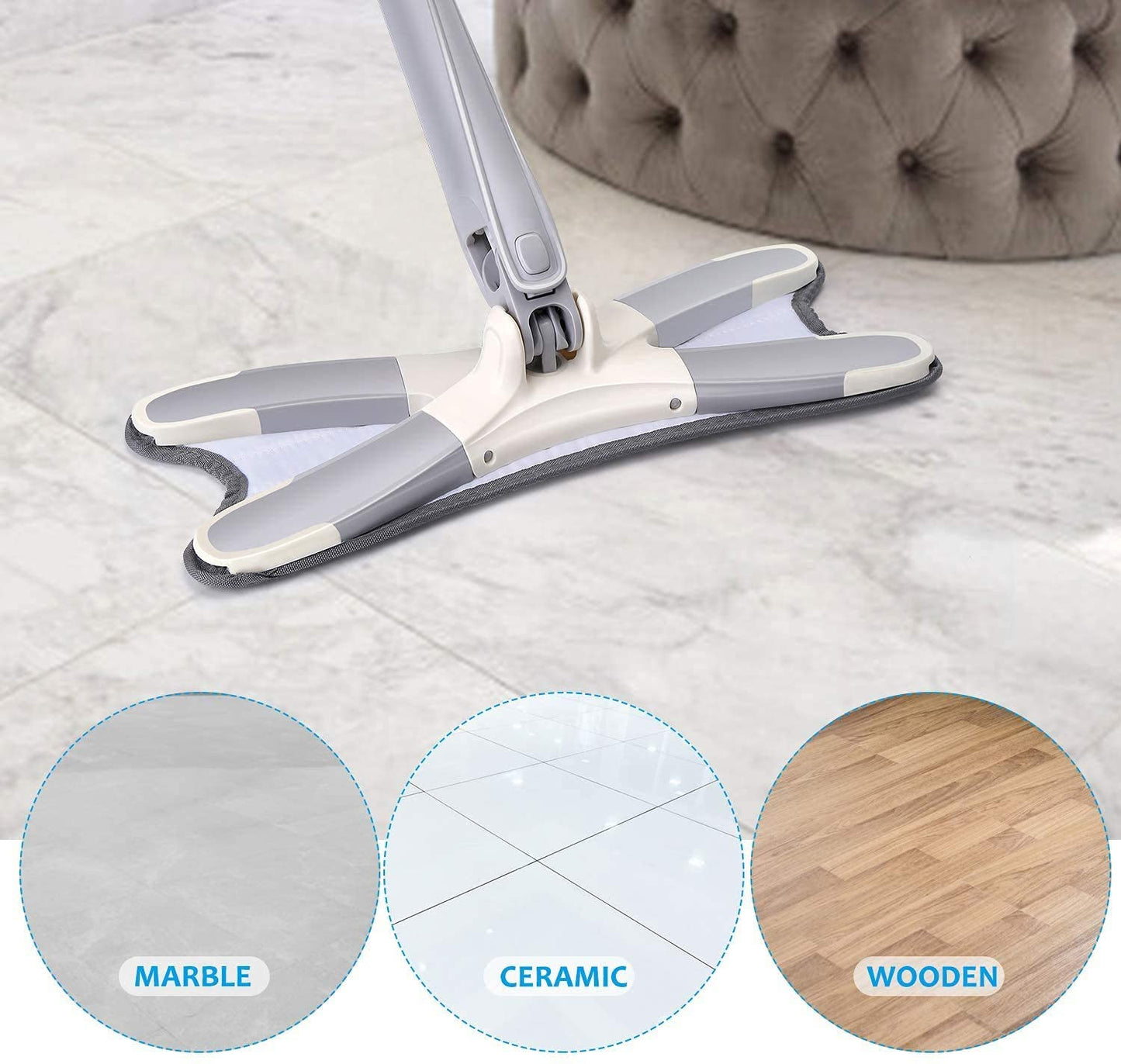 360° Rotating X Flat Microfiber Floor Mop | Hands-Free Self-Squeeze Mop with Replaceable Microfiber Pads