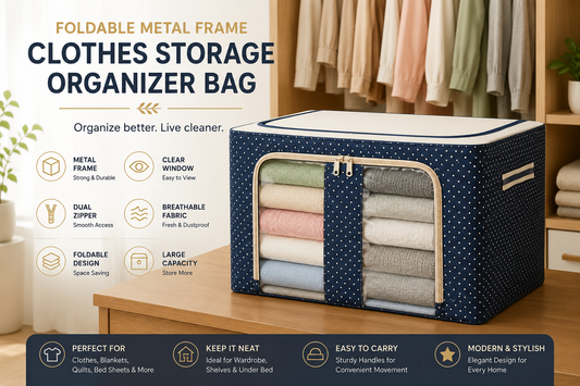 Foldable Metal Frame Clothes Storage Organizer Bag