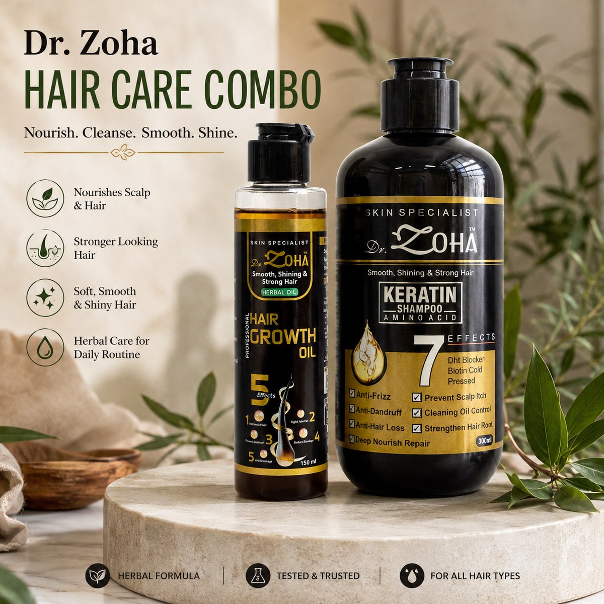 Dr. Zoha Hair Growth Oil & Keratin Shampoo Combo | Herbal Hair Care