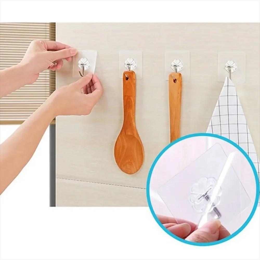 10 Pcs Heavy Duty Adhesive Wall Hooks | No Drilling Metal Hooks for Kitchen, Bathroom & Home Organization