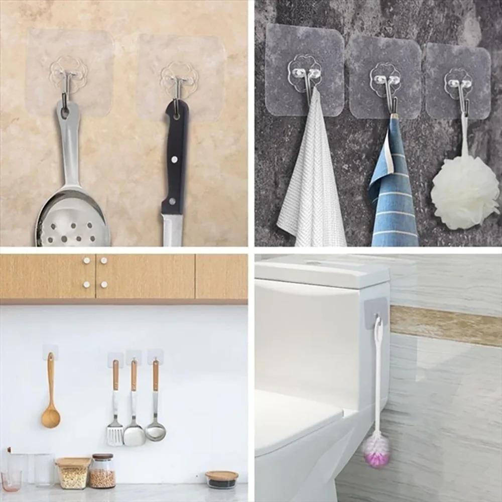 10 Pcs Heavy Duty Adhesive Wall Hooks | No Drilling Metal Hooks for Kitchen, Bathroom & Home Organization