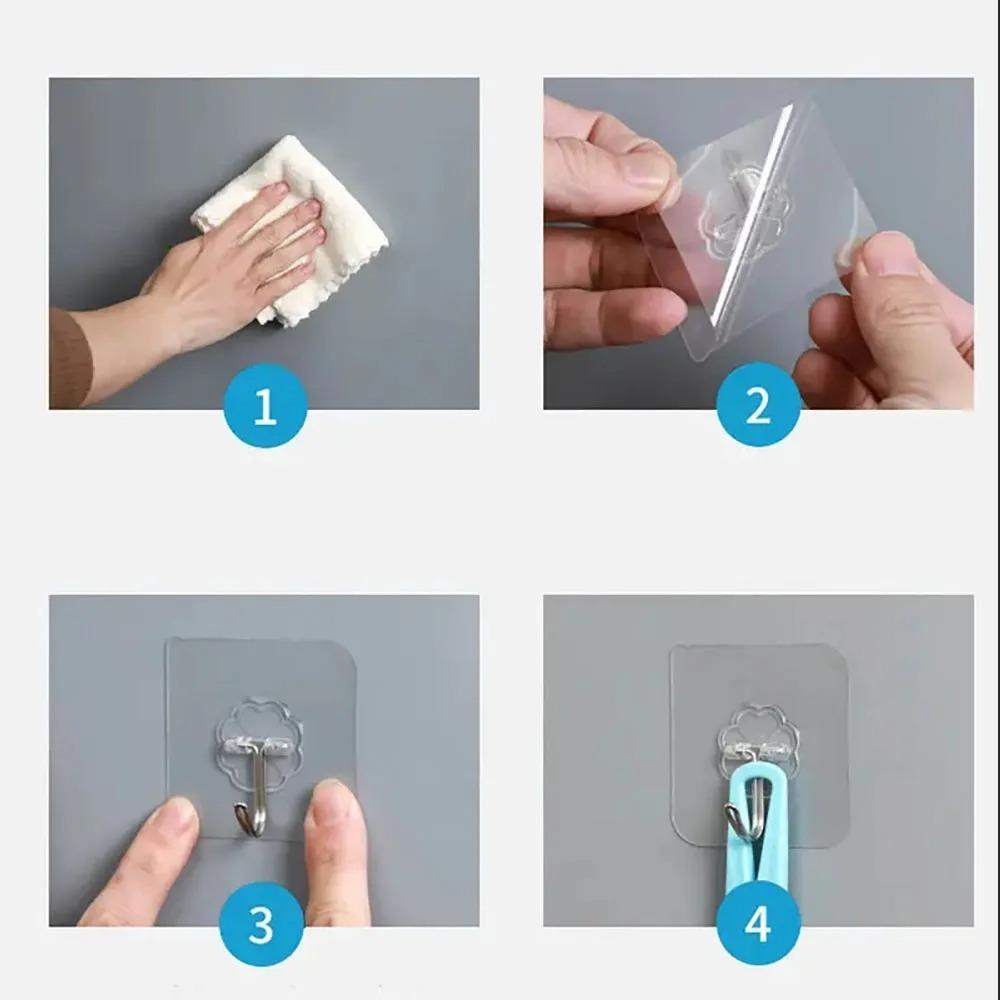 10 Pcs Heavy Duty Adhesive Wall Hooks | No Drilling Metal Hooks for Kitchen, Bathroom & Home Organization