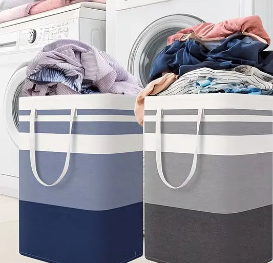 Foldable Fabric Laundry Basket | Large Clothes Storage Hamper with Handles
