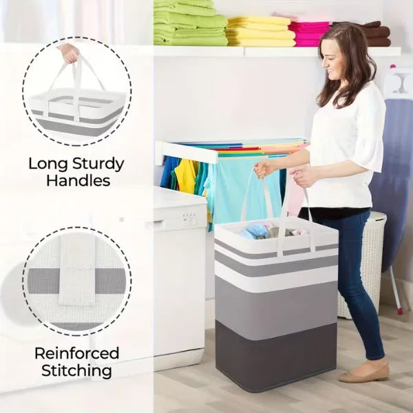 Foldable Fabric Laundry Basket | Large Clothes Storage Hamper with Handles