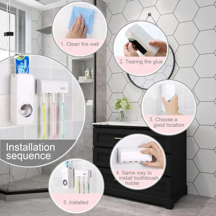 Automatic Toothpaste Dispenser with Toothbrush Holder