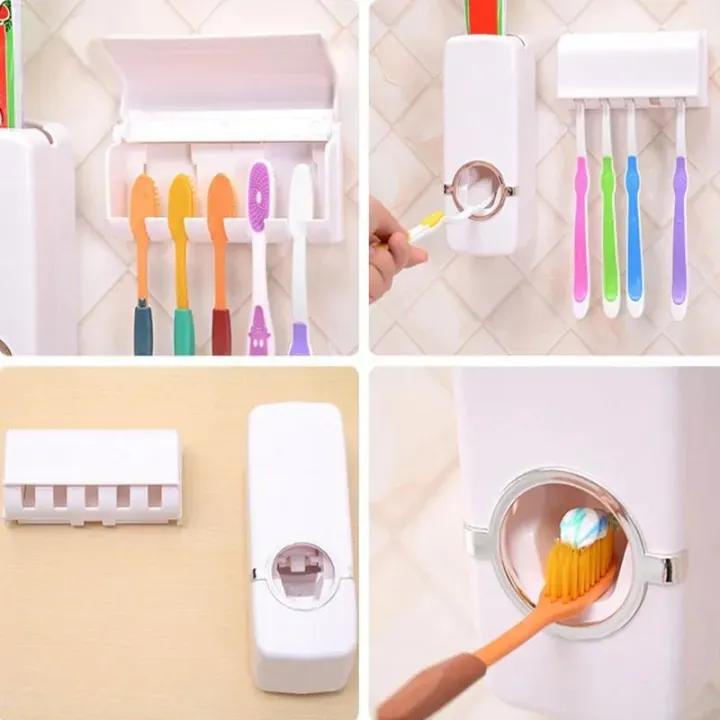 Automatic Toothpaste Dispenser with Toothbrush Holder