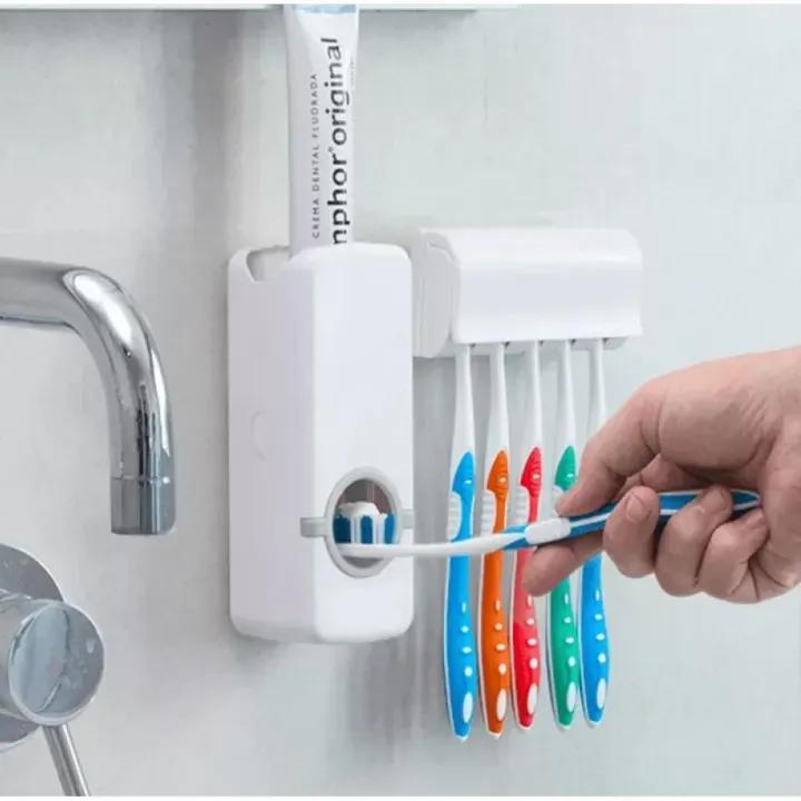Automatic Toothpaste Dispenser with Toothbrush Holder