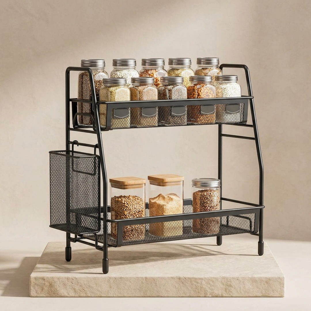 2-Tier Stainless Steel Kitchen Storage Rack | Countertop Organizer Shelf