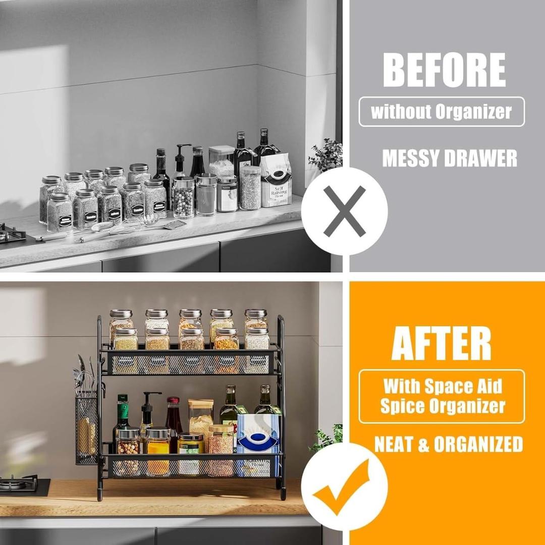 2-Tier Stainless Steel Kitchen Storage Rack | Countertop Organizer Shelf