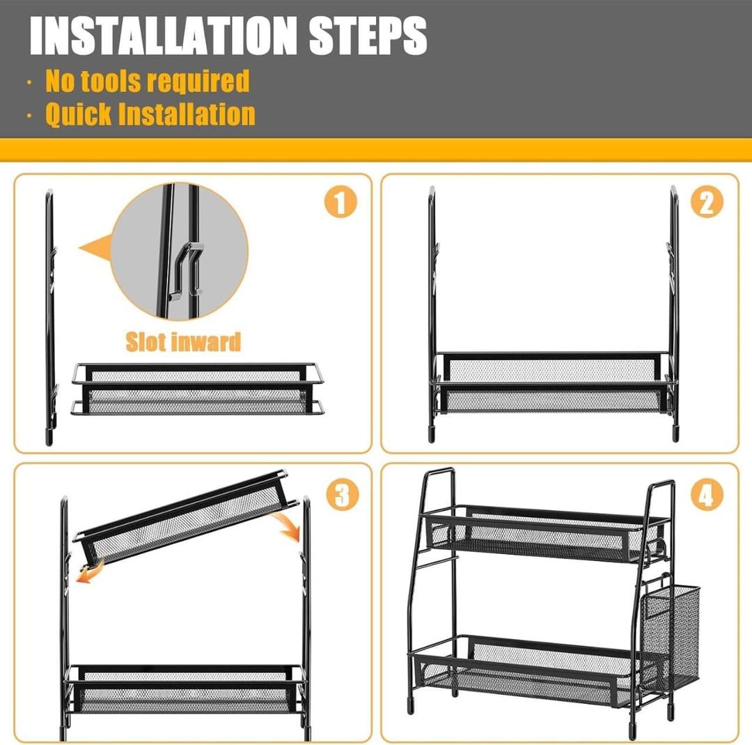 2-Tier Stainless Steel Kitchen Storage Rack | Countertop Organizer Shelf