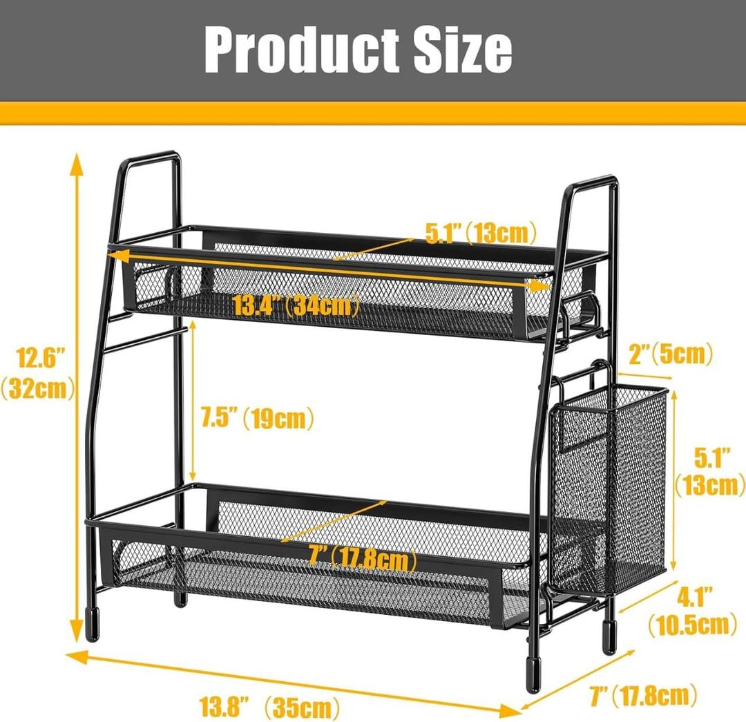 2-Tier Stainless Steel Kitchen Storage Rack | Countertop Organizer Shelf