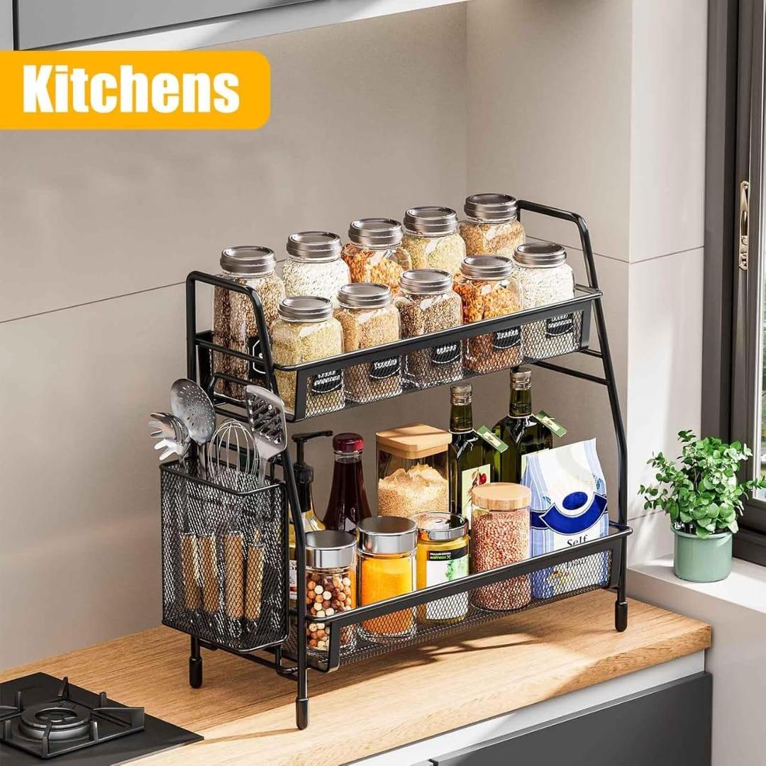 2-Tier Stainless Steel Kitchen Storage Rack | Countertop Organizer Shelf