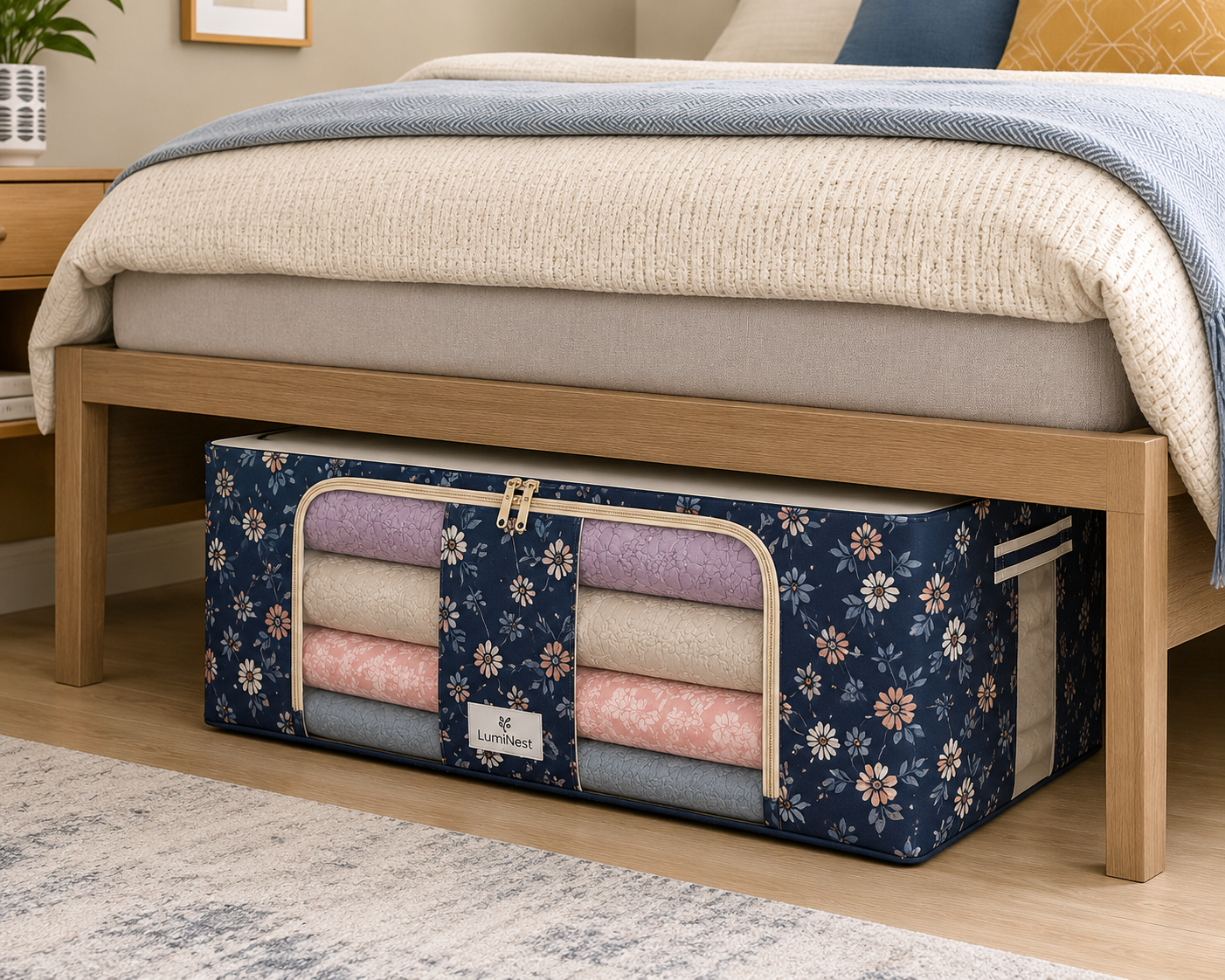Foldable Metal Frame Clothes Storage Organizer Bag