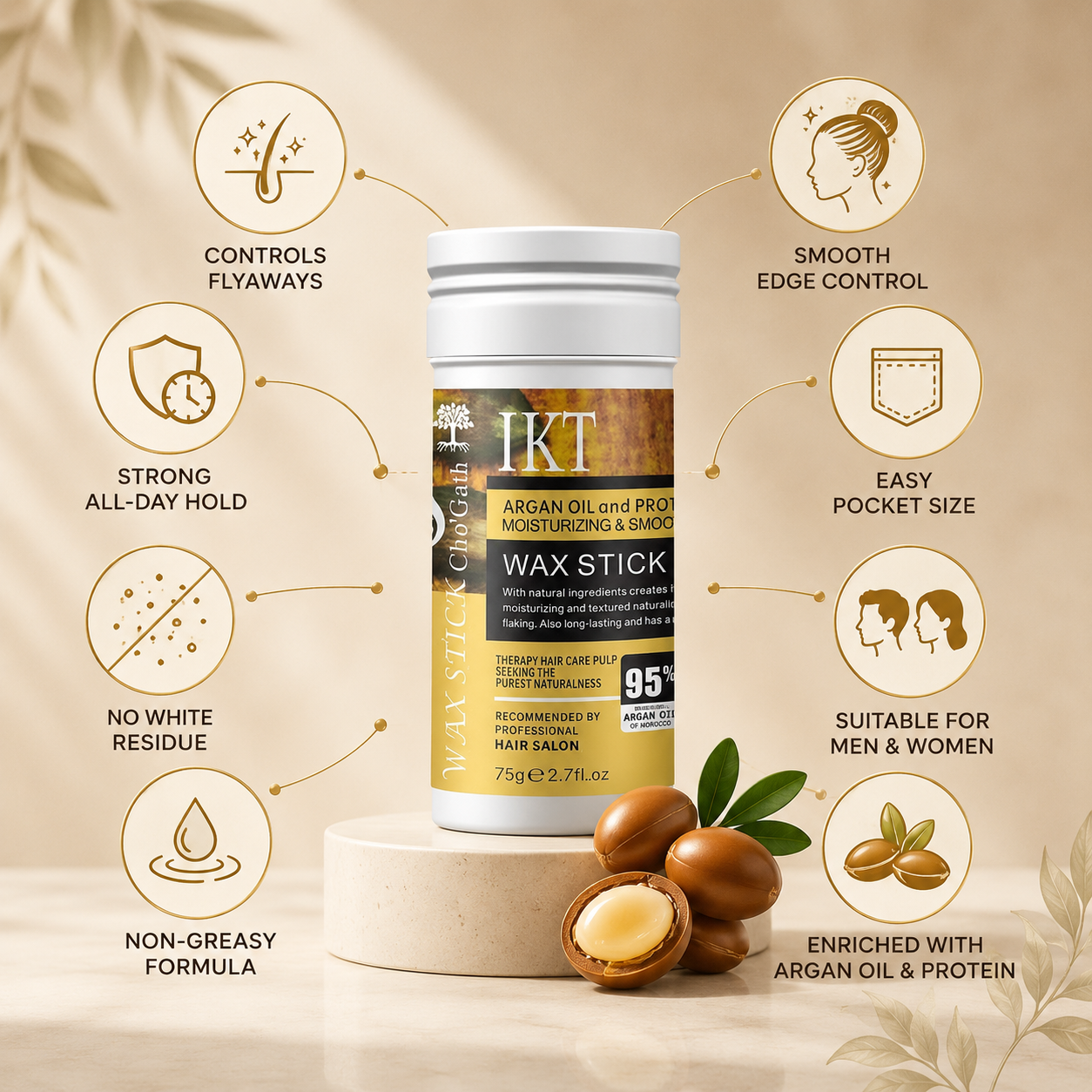 IKT Premium Hair Wax Stick | Flyaway & Edge Control Styling Stick