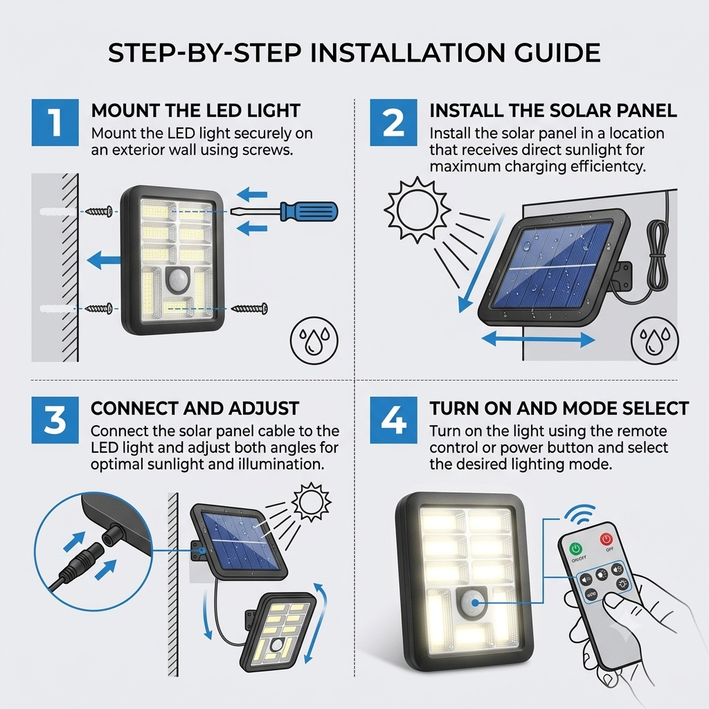Solar Wall Light with Motion Sensor | Waterproof Outdoor LED Security Light