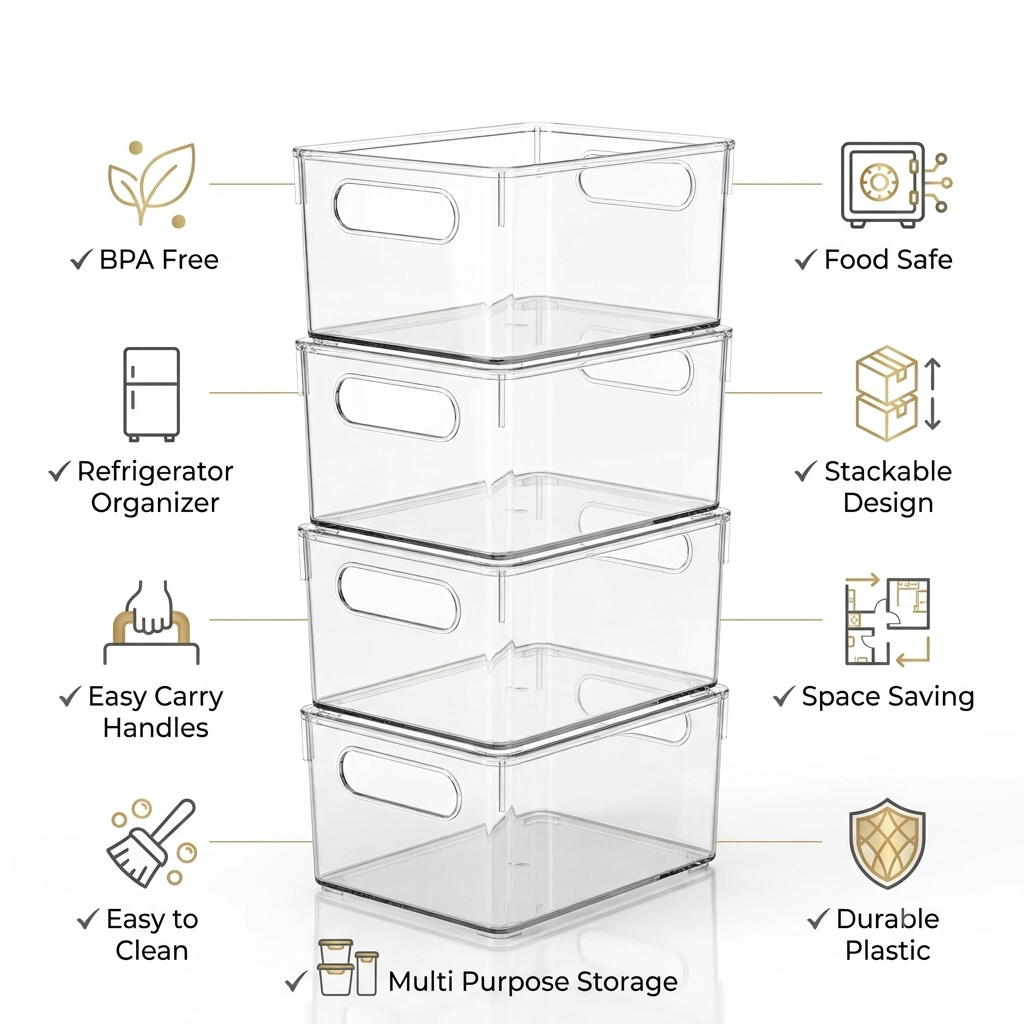 4-Piece Refrigerator Storage Box Set